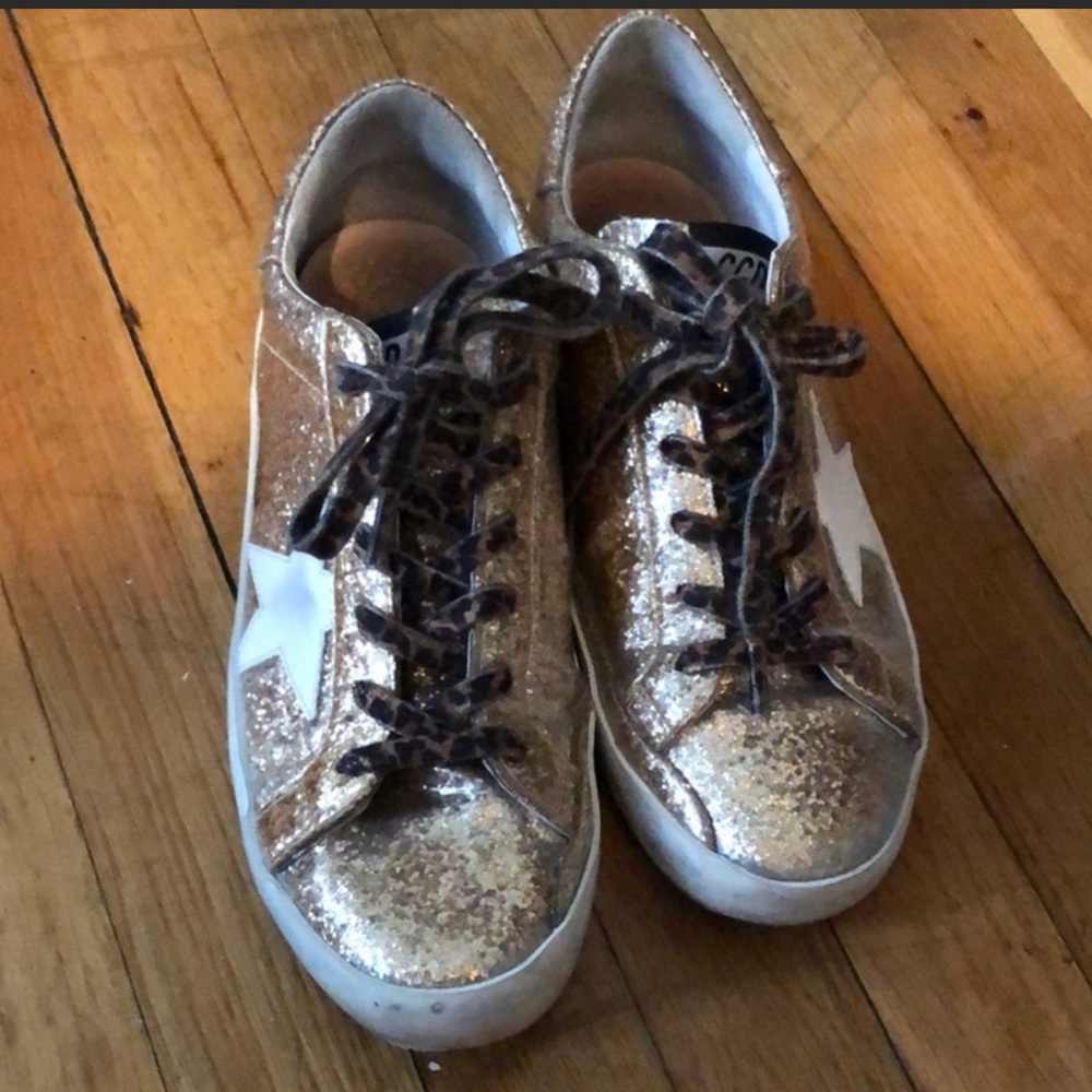 Golden Goose Gold Glitter Sneakers - Picture 3 of 4